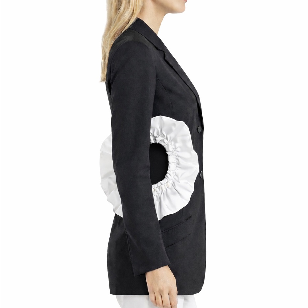 Black & White Ruffle Open Cut Out Side Jacket - Picture 13 of 14
